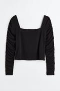H&M+ Jerseyshirt mit gerafftem Arm Schwarz, Tops in Größe 4XL. Farbe: ...
