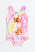 H&M Badeanzug mit Print Rosa/Katze in Größe 92. Farbe: Pink/cat