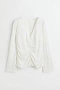 H&M Bluse mit Raffung Weiß, Blusen in Größe XXL. Farbe: White