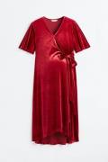H&M MAMA Wickelkleid aus Velours Rot, Kleider in Größe XXL. Farbe: Red