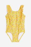 H&M Badeanzug mit Volants Gelb/Geblümt in Größe 92. Farbe: Yellow/flor...