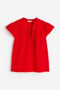 H&M Popeline-Bluse mit Volantärmeln Rot, Blusen in Größe S. Farbe: Red