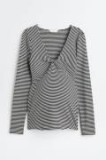 H&M MAMA Shirt mit Twistdetail Schwarz/Gestreift, Tops in Größe L. Far...