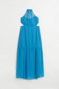 H&M Rückenfreies Satinkleid Blau, Alltagskleider in Größe 38. Farbe: B...