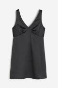 H&M V-Kleid mit Bindedetail Schwarz, Party kleider in Größe XS. Farbe:...