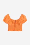 H&M Gesmokte Bluse mit Puffärmeln Orange, Blusen in Größe M