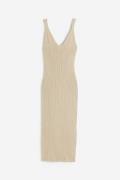 H&M Bodycon-Kleid in Rippstrick Beige, Alltagskleider Größe XL