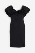 H&M MAMA Off-Shoulder-Kleid Schwarz, Kleider in Größe S. Farbe: Black