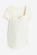 H&M MAMA Jerseyshirt Cremefarben, Tops in Größe L. Farbe: Cream