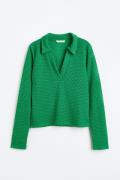 H&M Jerseyshirt mit Kragen Grün, Pullover in Größe XS. Farbe: Green