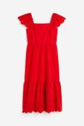 H&M Kleid mit Broderie Anglaise Rot, Alltagskleider in Größe XXL. Farb...
