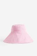 H&M Bucket Hat aus Baumwolle Rosa/Kariert, Hut in Größe L/58. Farbe: P...