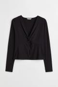 H&M+ Jerseyshirt mit Knotendetail Schwarz, Tops in Größe 4XL. Farbe: B...