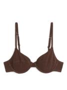 Arket Crinkle-Bikini-Oberteil mit Bügeln Braun in Größe 75A. Farbe: Br...