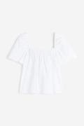 H&M Shirt mit eckigem Ausschnitt Weiß, Tops in Größe XXL. Farbe: White