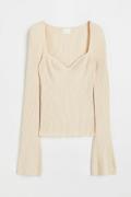 H&M Gerippter Pullover Hellbeige in Größe XL. Farbe: Light beige