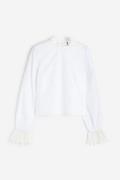 H&M Popelinebluse mit Spitzenbesatz Weiß, Tops in Größe XS. Farbe: Whi...