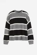 H&M Pullover in Jacquardstrick Grau/Gestreift Größe S. Farbe: Grey/str...