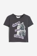 H&M T-Shirt mit Motivprint Dunkelgrau/Katze, T-Shirts & Tops in Größe ...
