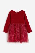 H&M Kleid mit Tüllrock Rot/Glitzernd, Kleider in Größe 134/140. Farbe:...