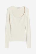 H&M Shirt in Rippstrick Cremefarben, Tops Größe L. Farbe: Cream