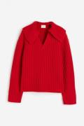 H&M Wollpullover mit Kragen Rot in Größe XS. Farbe: Red