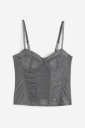 H&M Bustier-Top aus Mesh Dunkelgrau, Tops in Größe XS. Farbe: Dark gre...