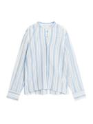 Arket Crinkle-Baumwollhemd Weiß/Blau, Freizeithemden in Größe 40. Farb...