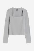H&M Jerseyshirt mit eckigem Ausschnitt Grau, Tops in Größe XL. Farbe: ...