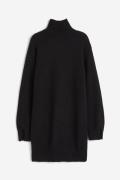 H&M Kleid mit Turtleneck Schwarz, Alltagskleider in Größe XS. Farbe: B...