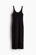 H&M Geripptes Jerseykleid Schwarz, Alltagskleider in Größe XS. Farbe: ...