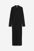 H&M Jerseykleid mit Kragen Schwarz, Alltagskleider in Größe S. Farbe: ...