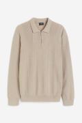 H&M Poloshirt mit Zipper in Slim Fit Beige, Pullover Größe XL
