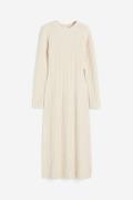 H&M Langes Kleid in Rippenstrick Hellbeige, Alltagskleider Größe M. Fa...