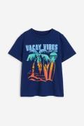 H&M T-Shirt aus Baumwolle Dunkelblau/Vacay Vibes, T-Shirts & Tops in G...
