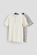 H&M 2er-Pack Henleyshirts aus Baumwolle Dunkelblau/Gestreift, T-Shirts...