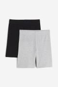 H&M 2er-Pack Radlershorts Hellgraumeliert/Schwarz in Größe XS. Farbe: ...