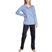 Calida Night Lovers Buttoned Pyjama Blau Baumwolle Small Damen