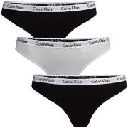 Calvin Klein 3P Carousel Thongs Schwarz/Weiß Baumwolle Small Damen