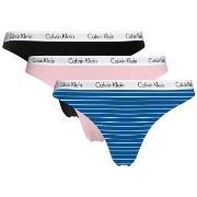 Calvin Klein 3P Carousel Thongs Rosa/Blau Baumwolle Small Damen