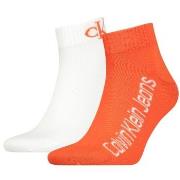 Calvin Klein 2P Quarter Logo Socks Orange/Weiß One Size Herren