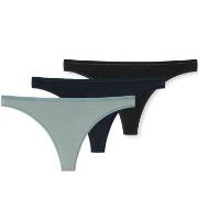 Schiesser 3P 95-5 Organic Cotton Thong Schwarz/Blau Ökologische Baumwo...