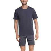 Schiesser Day and Night Short Pyjama Anthrazit Baumwolle Small Herren