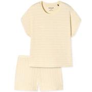 Schiesser Just Stripes Short Pyjamas Vanille Baumwolle 38 Damen