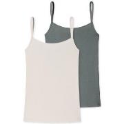 Schiesser 2P Modal Essentials Spagetti Top Grun/Weiss Modal 44 Damen