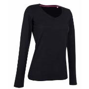 Stedman Claire V-neck Long Sleeve Schwarz ringgesponnene Baumwolle Sma...