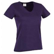 Stedman Classic V-Neck Women T-shirt Lila Baumwolle Small Damen