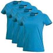 Stedman 4P Classic Women T-shirt Blau Baumwolle Small Damen