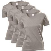 Stedman 4P Classic Women T-shirt Dunkelgrau Baumwolle Small Damen