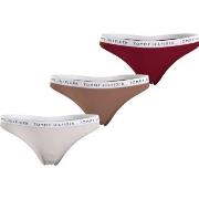 Tommy Hilfiger 3P Recycled Essentials Thong Natur/Rot Small Damen